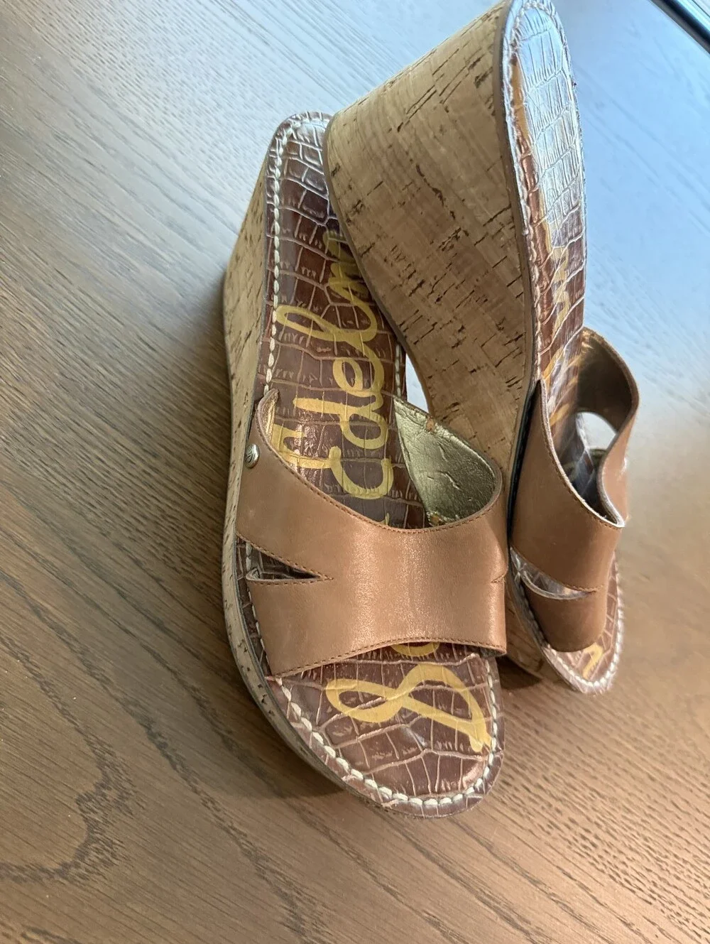 Sam Edelman Brown Leather Platform Wedge Sandals